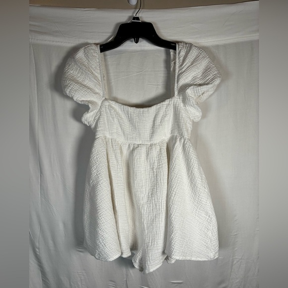 Princess Polly Pants - PRINCESS POLLY Women's Size 4 Romper WHITE Gauze Cotton Boho Zip Romantic Puff